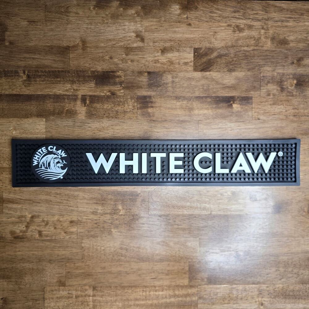 White‎ Claw Hard Seltzer Black 21" NEW RUBBER BAR MAT Liquor Rail Spill Runner